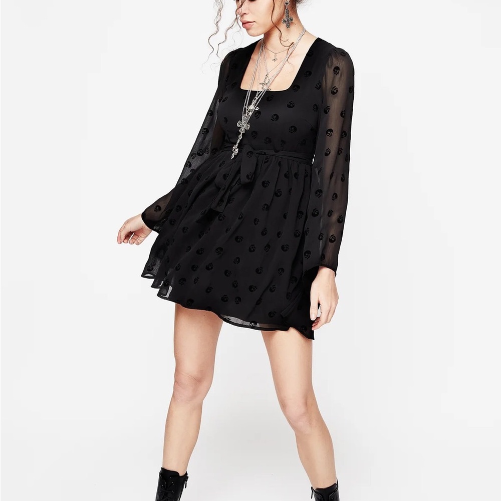NWT Disturbia Bones Flocked Chiffon Mini Dress